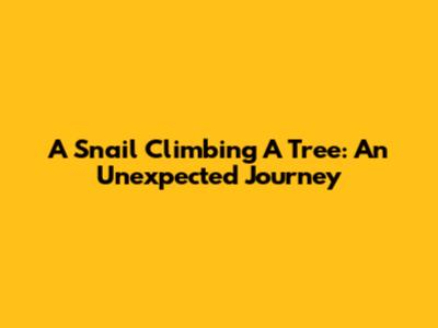 A Snail Climbing A Tree: An Unexpected Journey