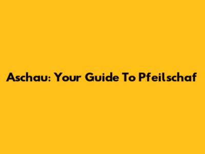 Aschau: Your Guide To Pfeilschaf