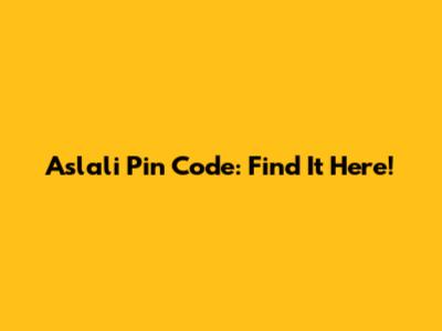 Aslali Pin Code: Find It Here!