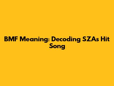 BMF Meaning: Decoding SZA's Hit Song