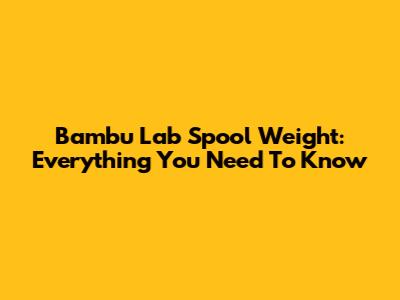Bambu Lab Spool Weight: Everything You Need To Know