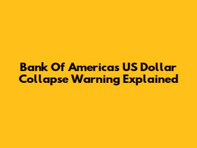 Bank Of America's US Dollar Collapse Warning Explained