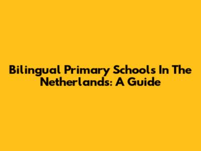 Bilingual Primary Schools In The Netherlands: A Guide