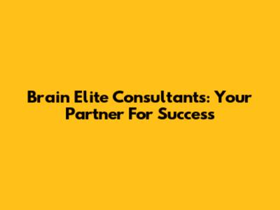 Brain Elite Consultants: Your Partner For Success