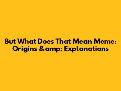 But What Does That Mean Meme: Origins &amp; Explanations