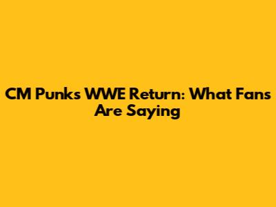 CM Punk's WWE Return: What Fans Are Saying