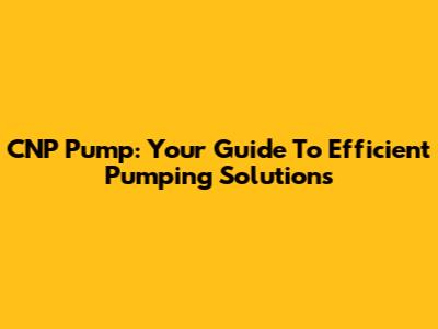 CNP Pump: Your Guide To Efficient Pumping Solutions