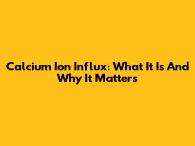 Calcium Ion Influx: What It Is And Why It Matters