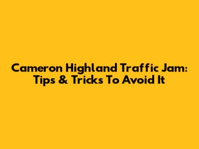 Cameron Highland Traffic Jam: Tips & Tricks To Avoid It