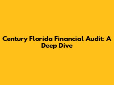 Century Florida Financial Audit: A Deep Dive