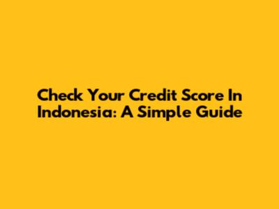 Check Your Credit Score In Indonesia: A Simple Guide