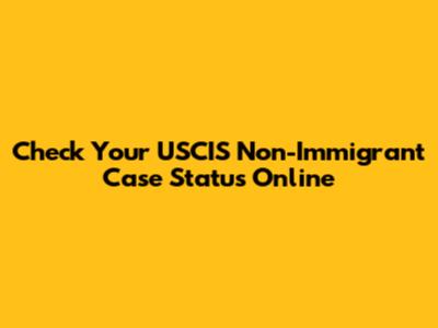 Check Your USCIS Non-Immigrant Case Status Online