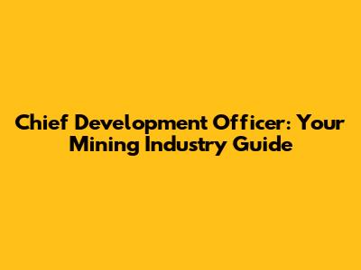 Chief Development Officer: Your Mining Industry Guide
