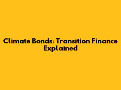 Climate Bonds: Transition Finance Explained