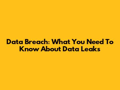 Data Breach: What You Need To Know About Data Leaks
