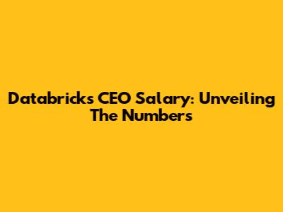 Databricks CEO Salary: Unveiling The Numbers