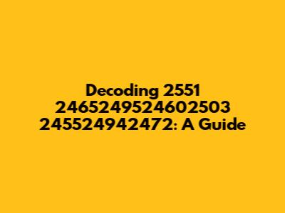 Decoding 2551 2465249524602503 245524942472: A Guide