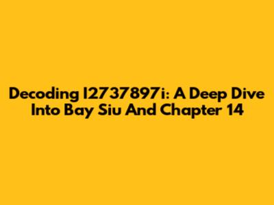 Decoding I2737897i: A Deep Dive Into Bay Siu And Chapter 14