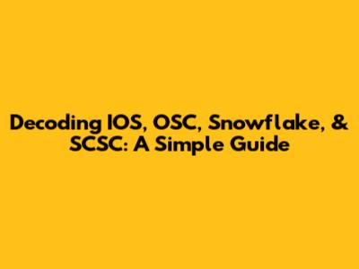 Decoding IOS, OSC, Snowflake, & SCSC: A Simple Guide