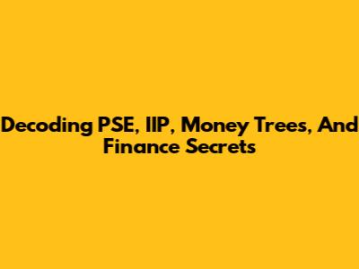 Decoding PSE, IIP, Money Trees, And Finance Secrets