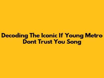 Decoding The Iconic 'If Young Metro Don't Trust You' Song