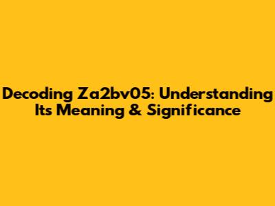 Decoding Za2bv05: Understanding Its Meaning & Significance
