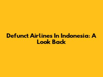 Defunct Airlines In Indonesia: A Look Back
