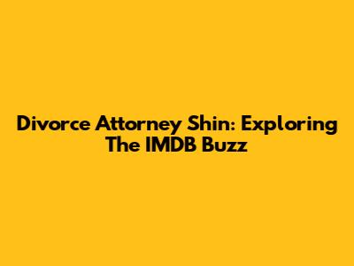Divorce Attorney Shin: Exploring The IMDB Buzz