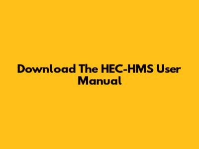 Download The HEC-HMS User Manual