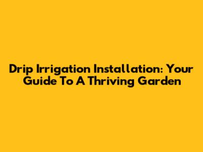 Drip Irrigation Installation: Your Guide To A Thriving Garden