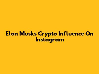 Elon Musk's Crypto Influence On Instagram