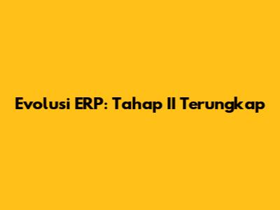 Evolusi ERP: Tahap II Terungkap