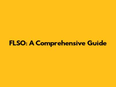 FLSO: A Comprehensive Guide