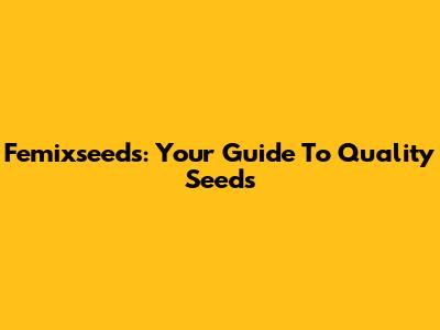 Femixseeds: Your Guide To Quality Seeds