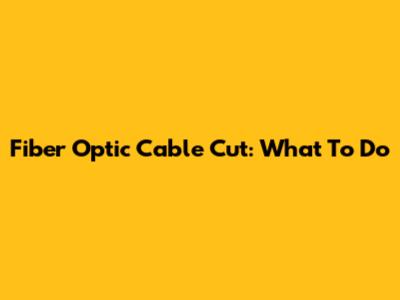 Fiber Optic Cable Cut: What To Do