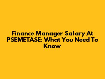 Finance Manager Salary At PSEMETASE: What You Need To Know