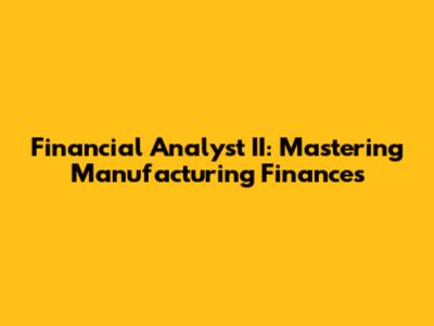 Financial Analyst II: Mastering Manufacturing Finances