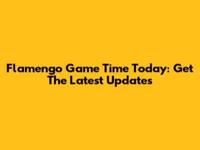Flamengo Game Time Today: Get The Latest Updates