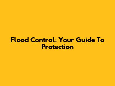 Flood Control: Your Guide To Protection