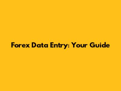 Forex Data Entry: Your Guide