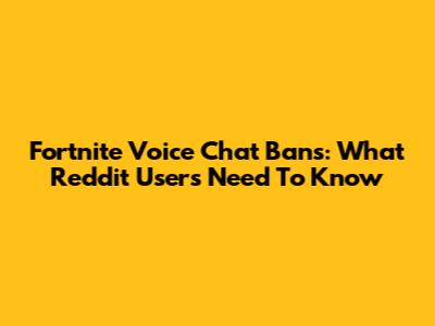 Fortnite Voice Chat Bans: What Reddit Users Need To Know