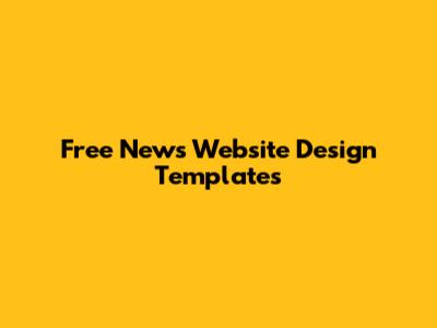Free News Website Design Templates