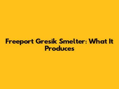 Freeport Gresik Smelter: What It Produces