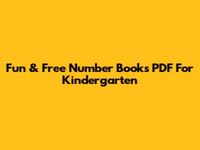 Fun & Free Number Books PDF For Kindergarten