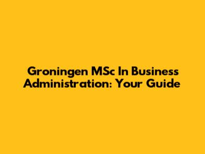 Groningen MSc In Business Administration: Your Guide
