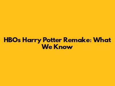 HBO's Harry Potter Remake: What We Know