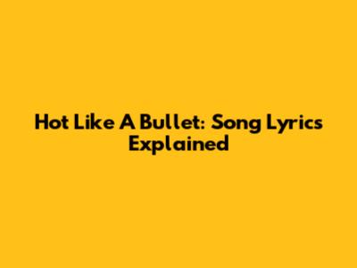 Hot Like A Bullet: Song Lyrics Explained