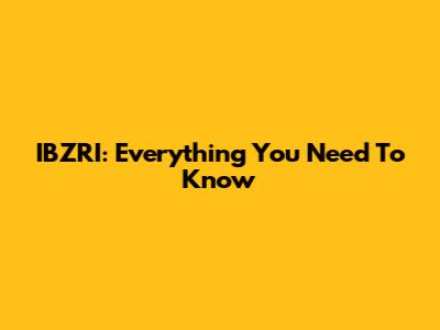 IBZRI: Everything You Need To Know