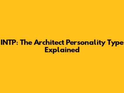 INTP: The Architect Personality Type Explained