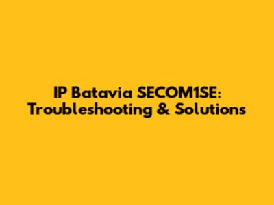 IP Batavia SECOM1SE: Troubleshooting & Solutions